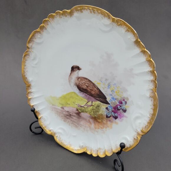 French Limoges Game Birds 4 plate set by Lewis Strauss & Sons vintage 1920's - Picture 3 of 14